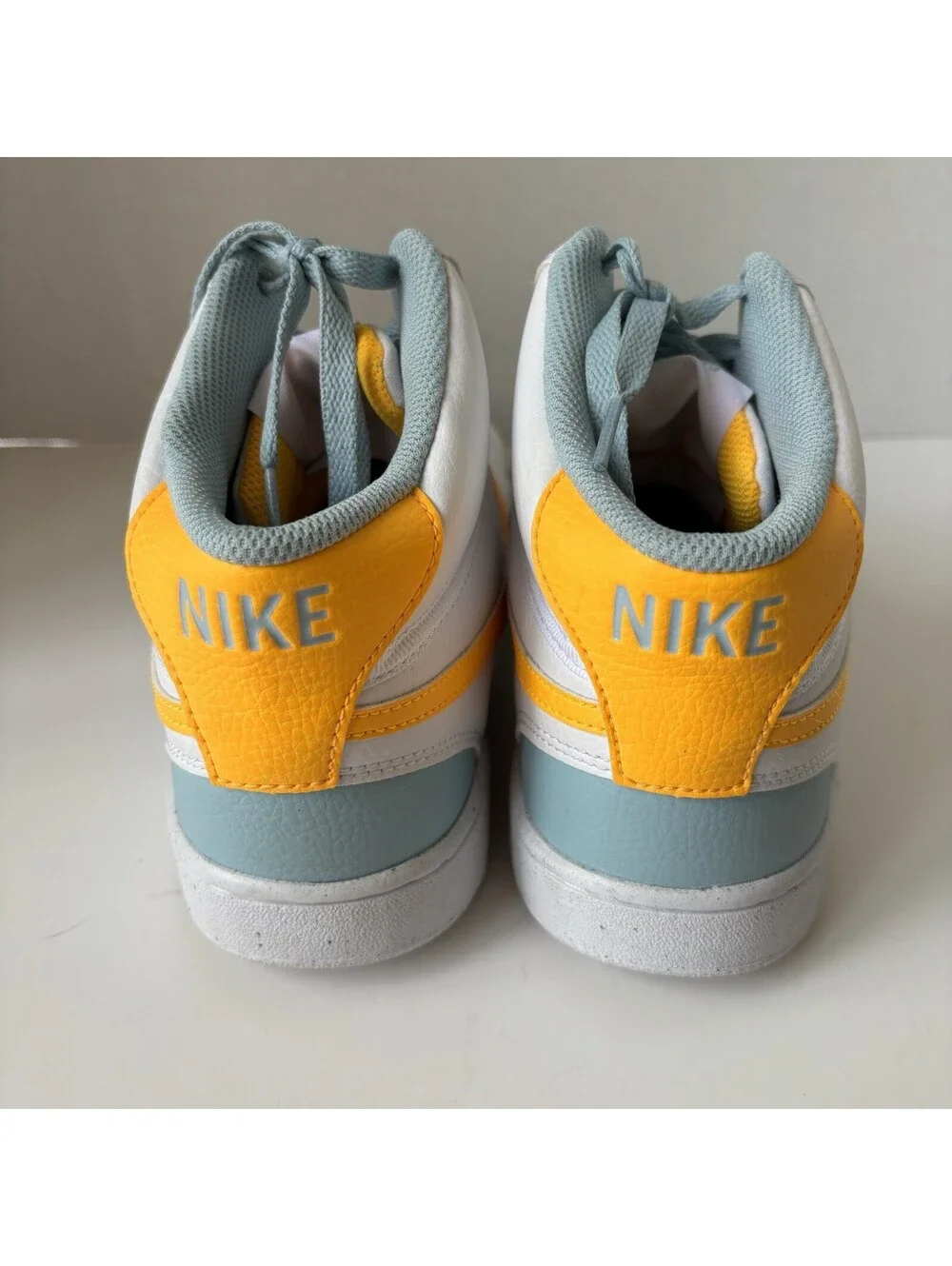 Nike Court Vision Mid Men's Size 9.5 Shoes White Yellow Blue Athletic Sneakers